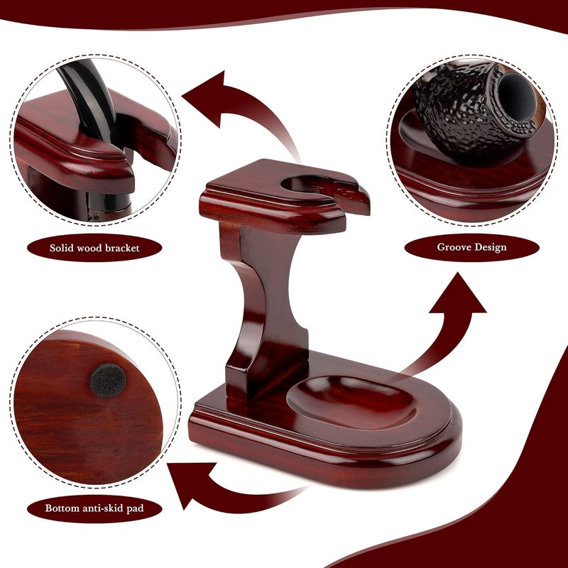 Linkidea Wooden Tobacco Pipe Stand Holder Rack, Compatible with Most Smoking Pipes, Portable Pipe Display Organizer, Pipe Holder for Smoking Accessories (Red) - Image 3